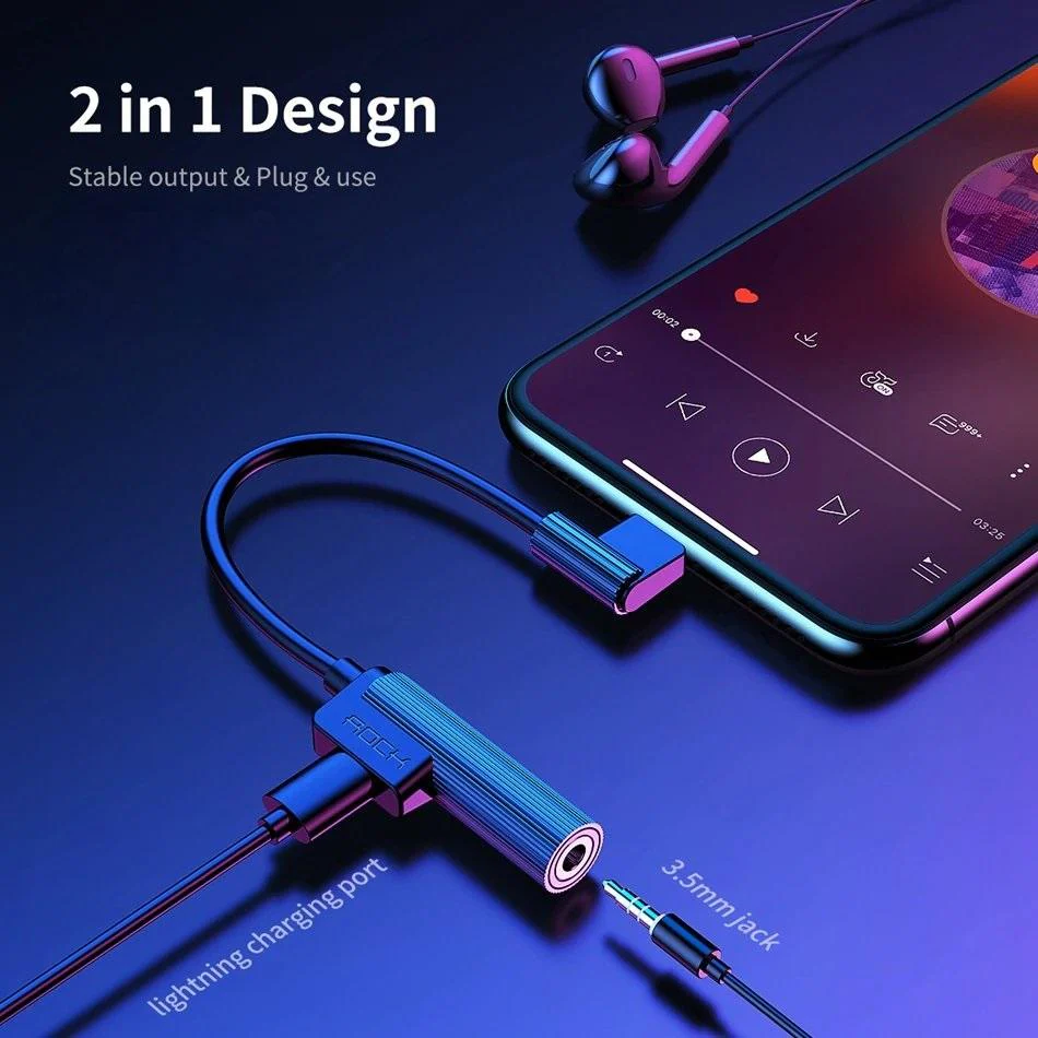 Rock ® 2 in 1 Type C Metal Charger and Audio Adapter - Image 2