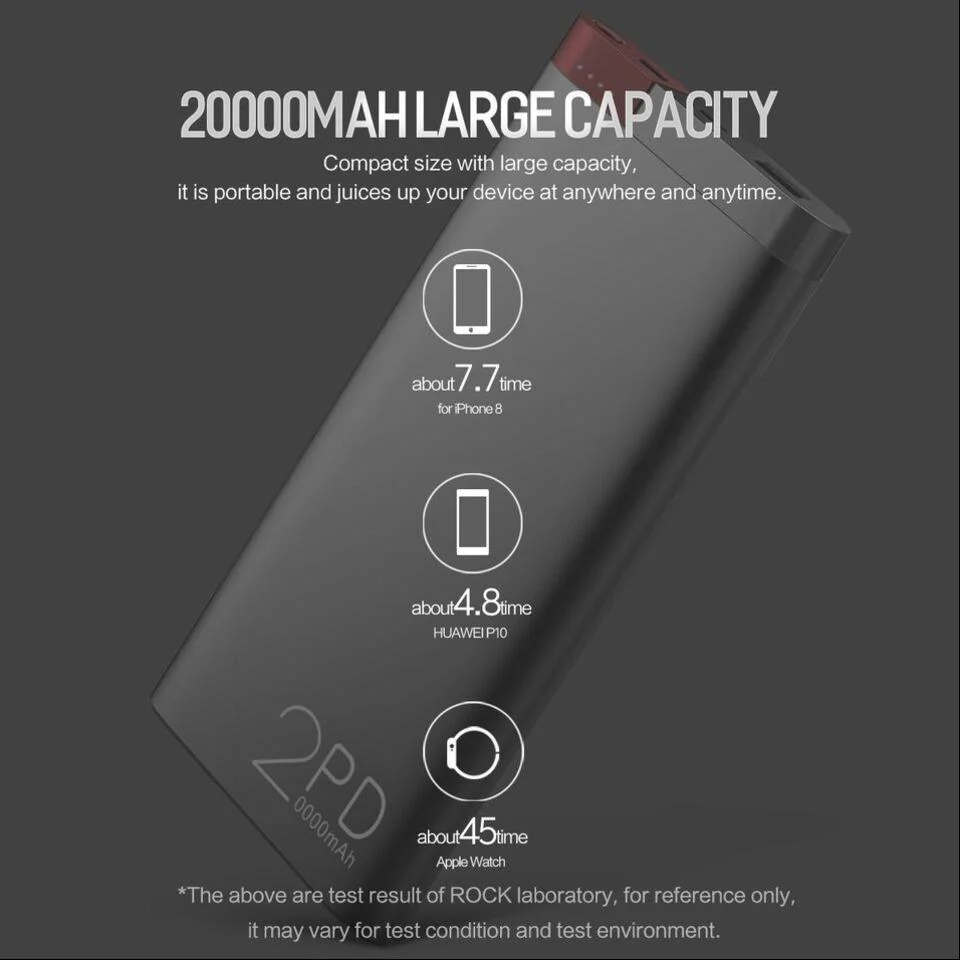 Rock ® 20000mAh Type-C & Micro Dual Input Portable Power Bank - Image 4