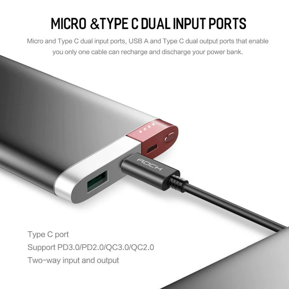 Rock ® 20000mAh Type-C & Micro Dual Input Portable Power Bank - Image 6