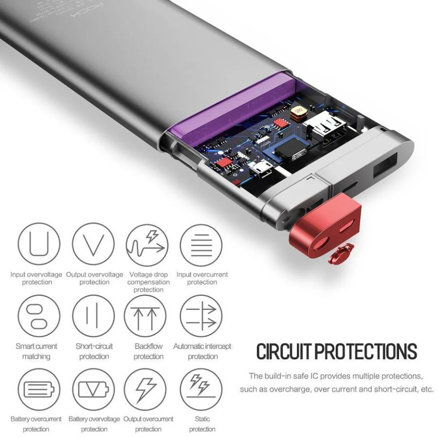 Rock ® 20000mAh Type-C & Micro Dual Input Portable Power Bank - Image 7