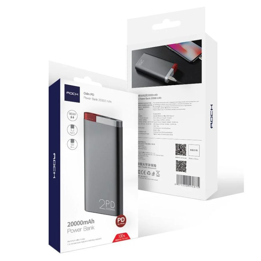 Rock ® 20000mAh Type-C & Micro Dual Input Portable Power Bank - Image 9
