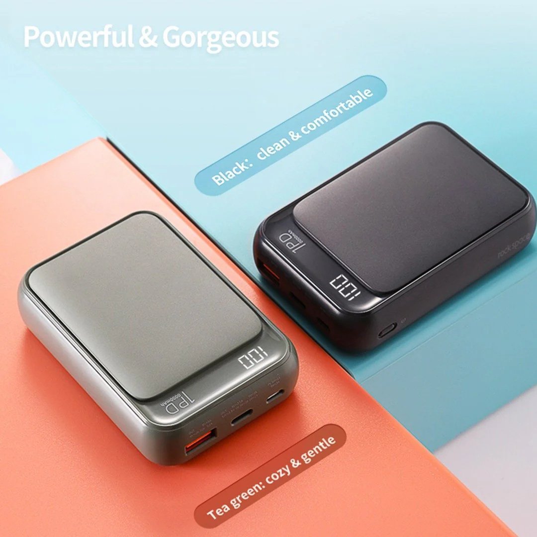 Rock space - P65 10000 mAh Mini PD Digital Display Power Bank - Image 2