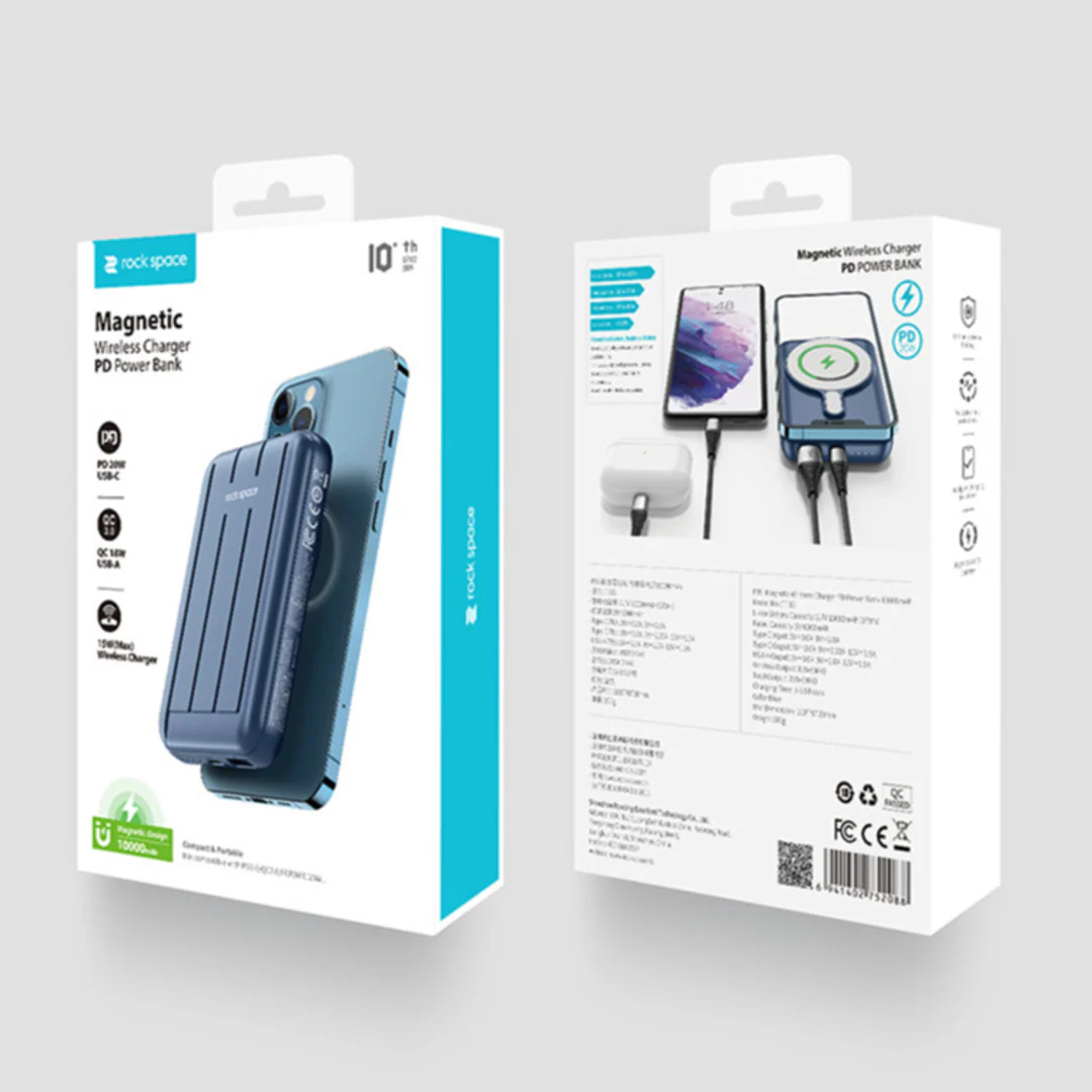 Rock Space - 10000 mAh Wireless PD Magnetic Charger - Image 9