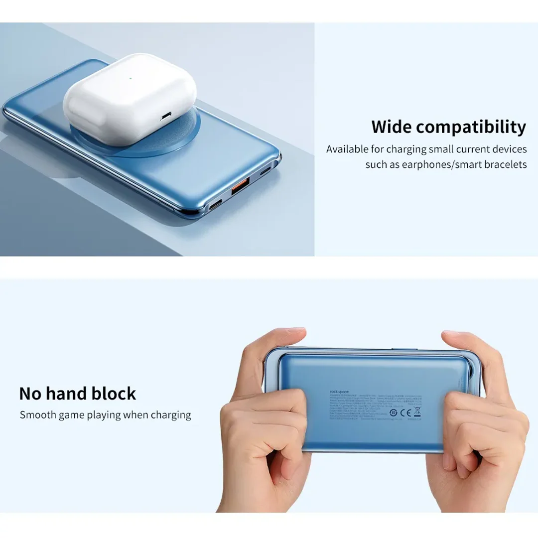 Rock Space - Magnetic Wireless PD 10000 mAh Fast Wireless Charger - Image 3