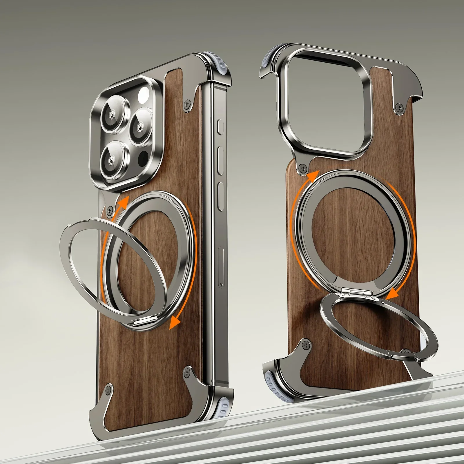 Rustic Solid Wood Metal MagSafe Case - iPhone - Image 2