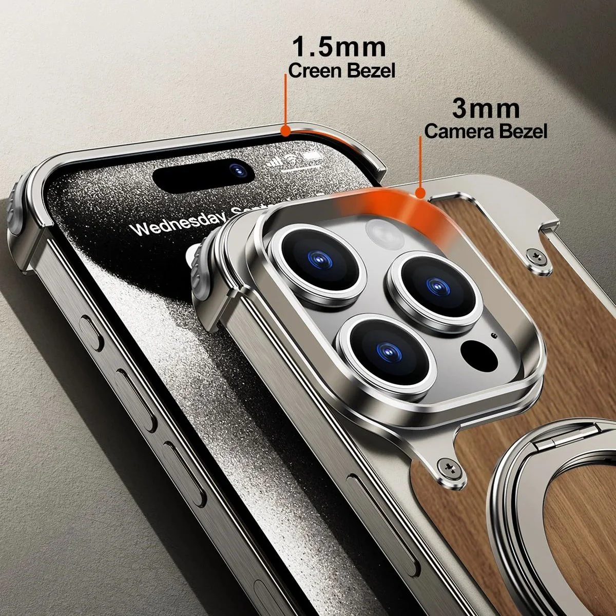 Rustic Solid Wood Metal MagSafe Case - iPhone - Image 5