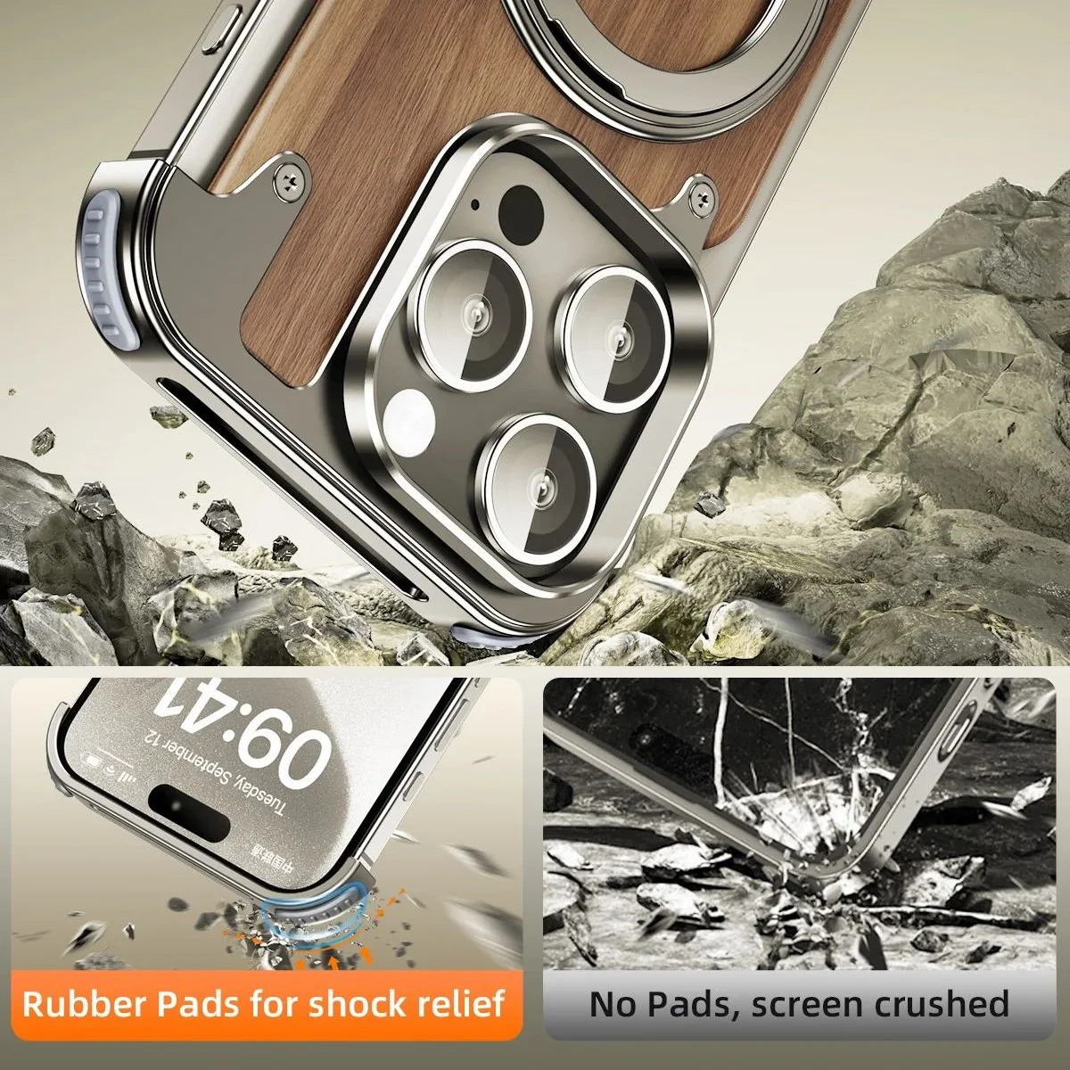 Rustic Solid Wood Metal MagSafe Case - iPhone - Image 7