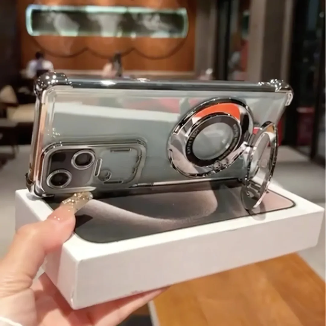 Sleek Clear Metallic Ring Stand Case - Vivo - Image 2