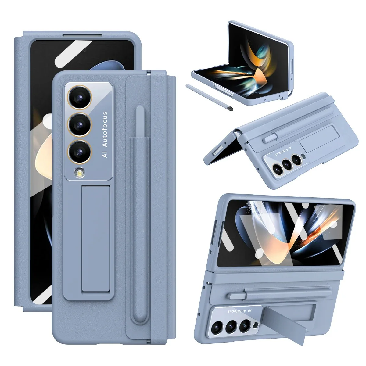Stretchable Leather Hinge Folding Kickstand Case - Samsung - Image 3