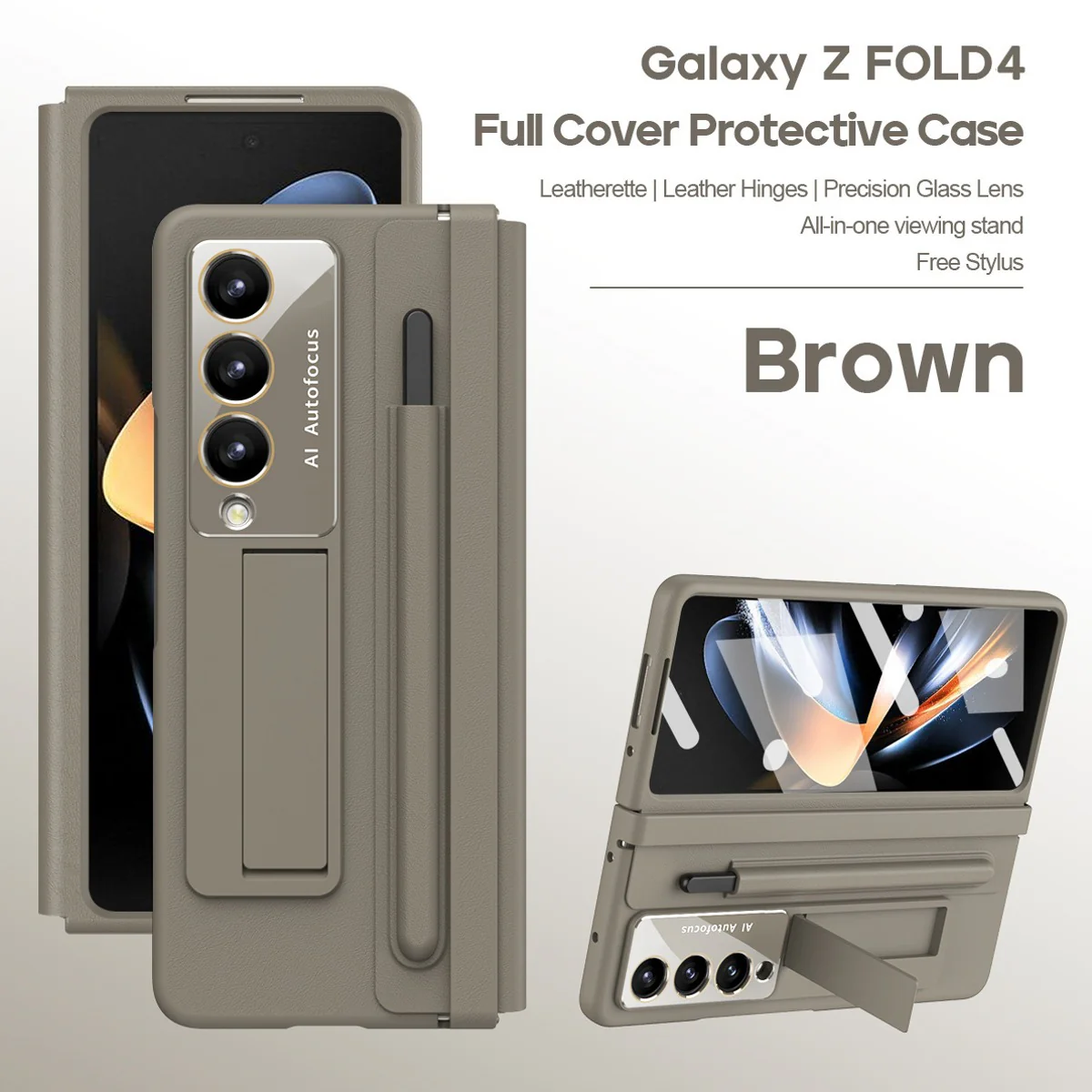 Stretchable Leather Hinge Folding Kickstand Case - Samsung - Image 4