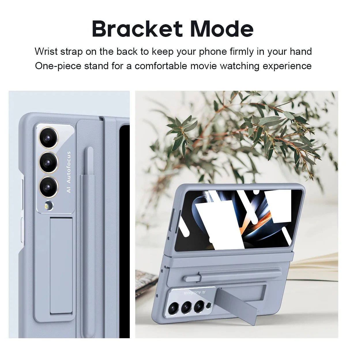 Stretchable Leather Hinge Folding Kickstand Case - Samsung - Image 9