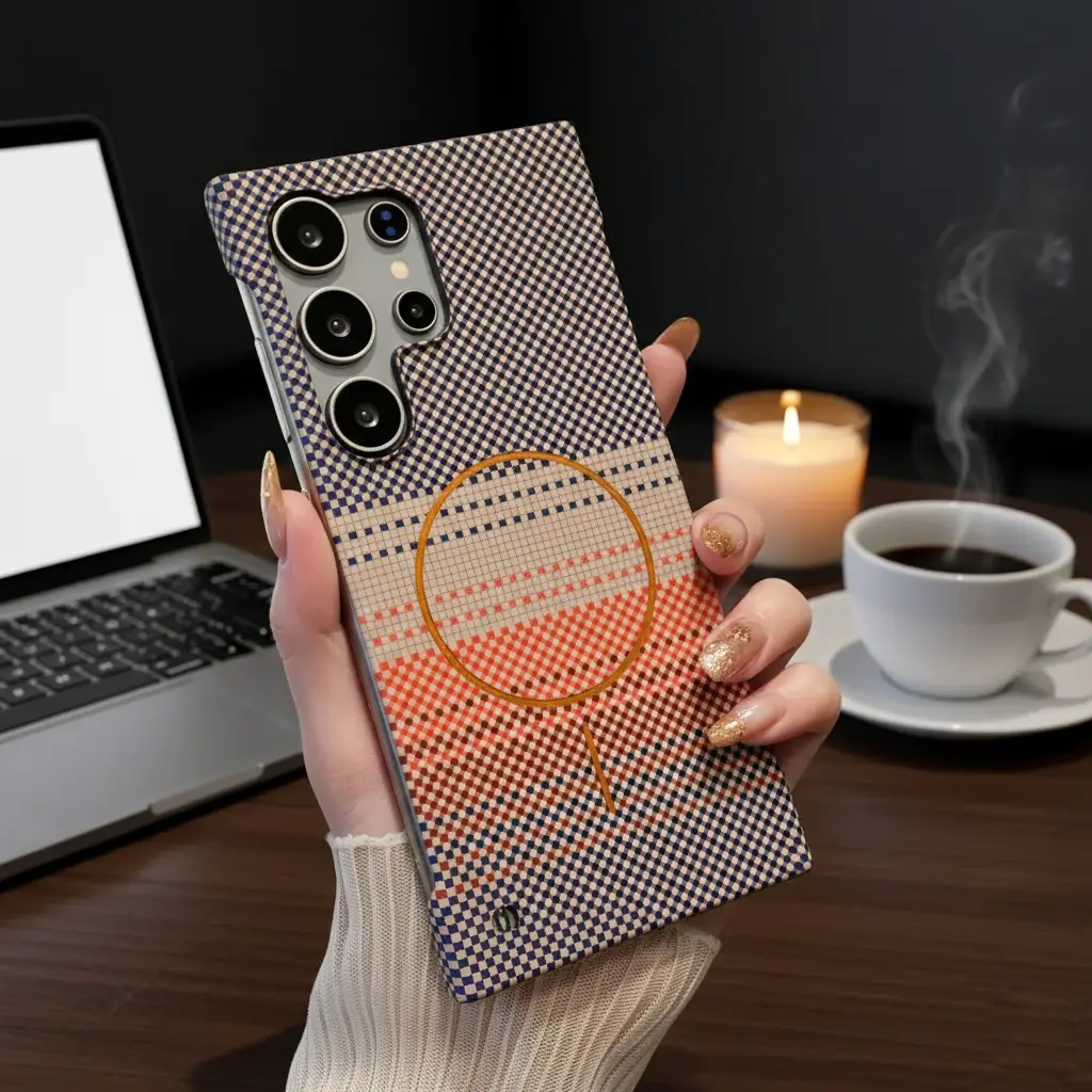 Sunset Grid Carbon Weave MagSafe Case - Image 3