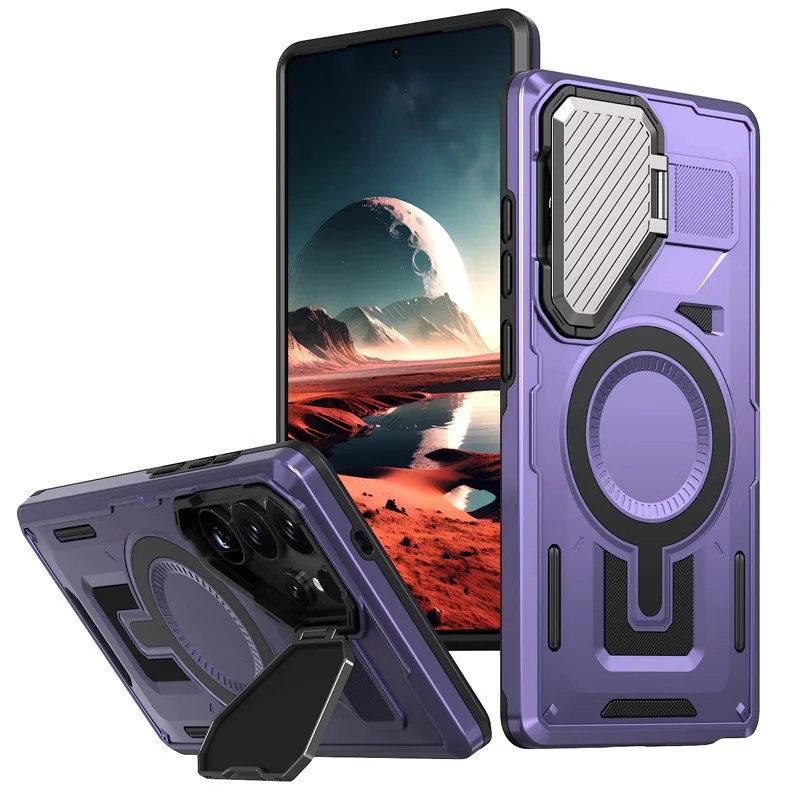 Galaxy S25 Tactical Armor Lens Bracket Magnetic Case - Image 2
