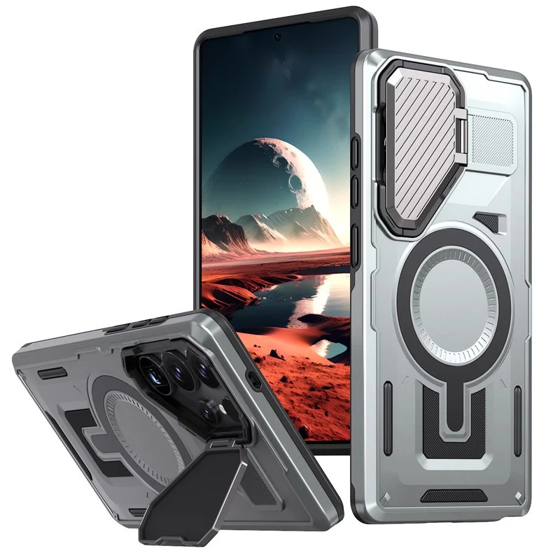 Galaxy S25 Tactical Armor Lens Bracket Magnetic Case - Image 3