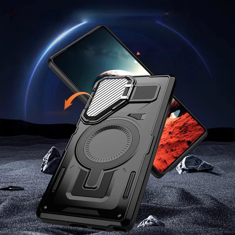 Galaxy S25 Tactical Armor Lens Bracket Magnetic Case - Image 4