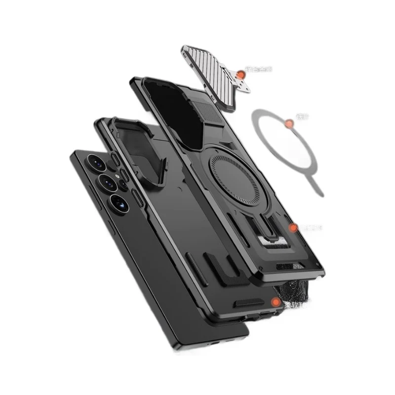 Galaxy S25 Tactical Armor Lens Bracket Magnetic Case - Image 5
