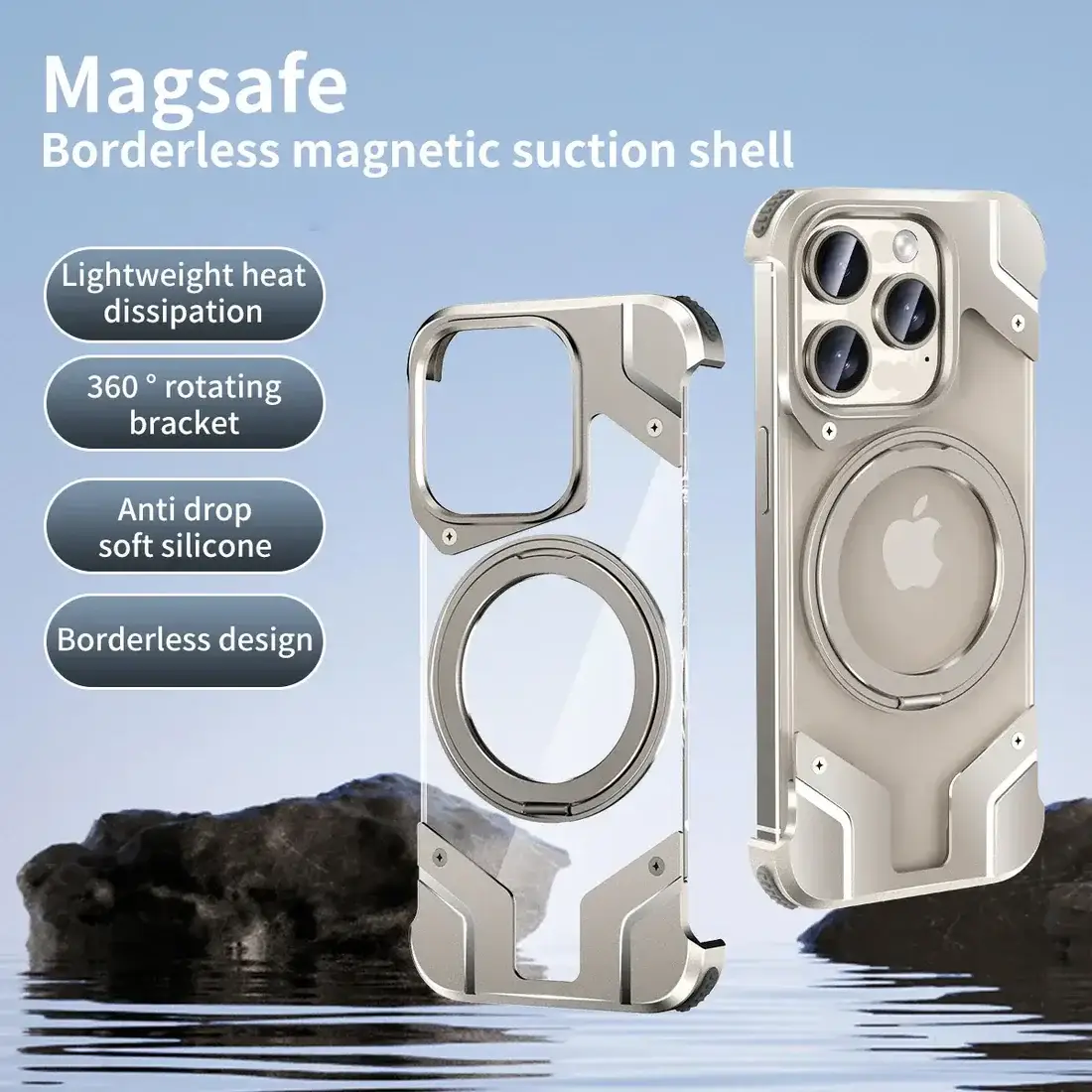 Titanium Rimless Magnetic Stand Case - iPhone - Image 10