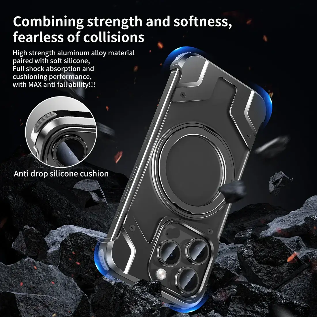 Titanium Rimless Magnetic Stand Case - iPhone - Image 7