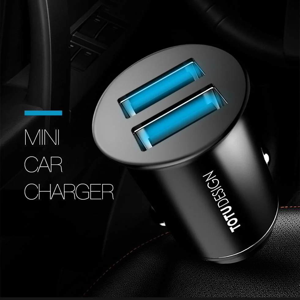 TOTU Design Smart Mini Dual USB Ports Fast Car Charger - Image 2