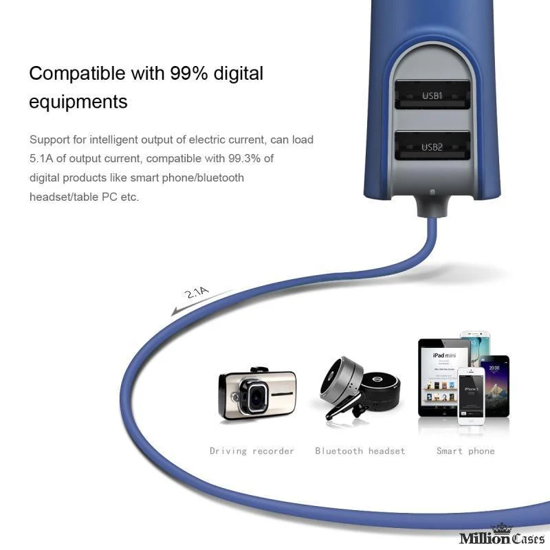 Baseus Universal Dual Port USB 5.5A Fast Car Charger with Lightning Charge Cable - Image 4