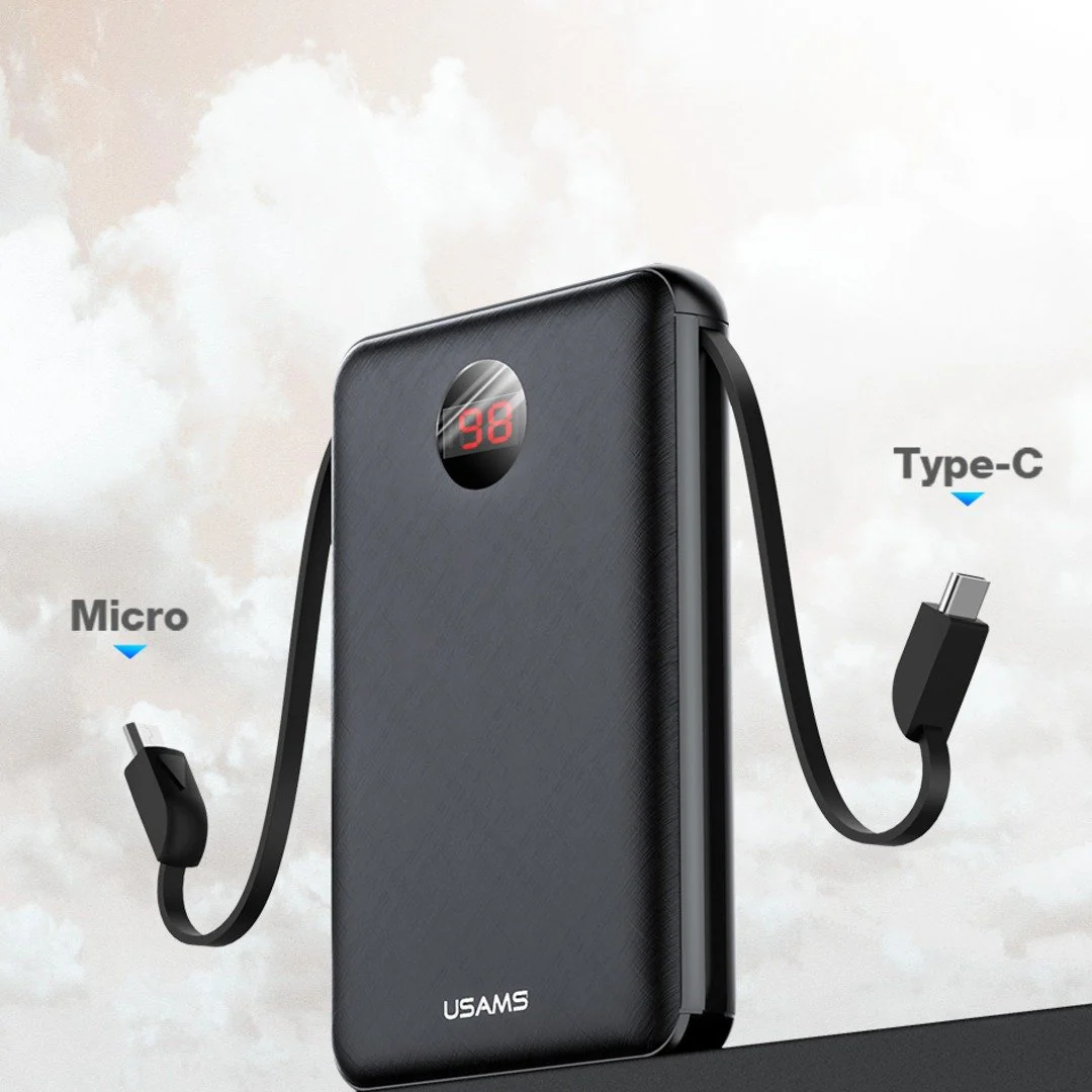 USAMS ® 10000mAh LED Display Mini Powerbank With 3 Way USB Charging - Image 10
