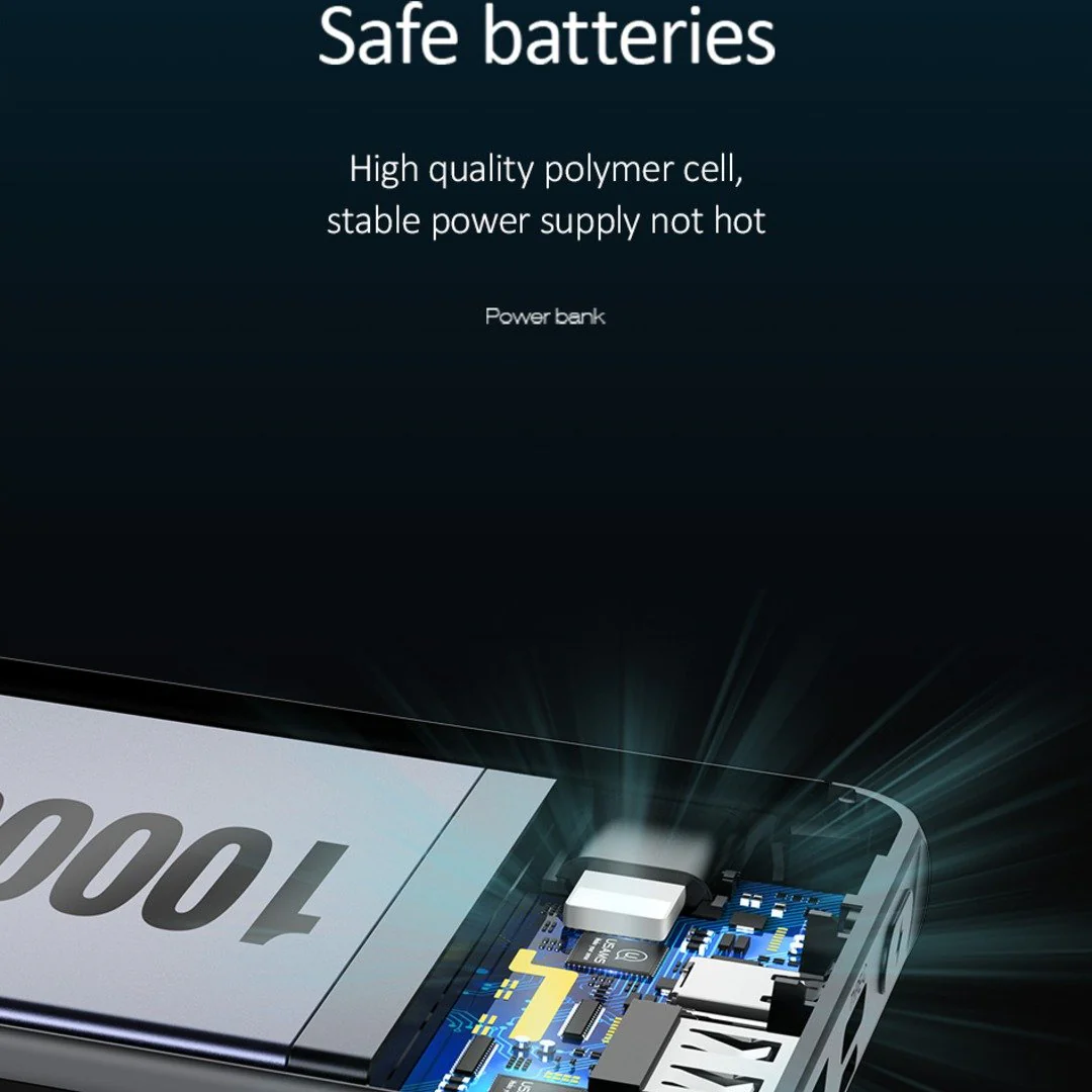 USAMS ® 10000mAh LED Display Mini Powerbank With 3 Way USB Charging - Image 5