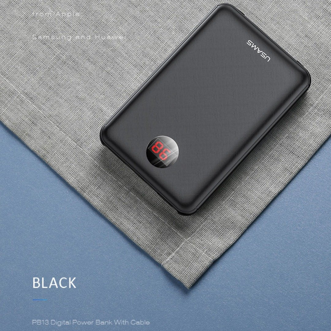 USAMS ® 10000mAh LED Display Mini Powerbank With 3 Way USB Charging - Image 6