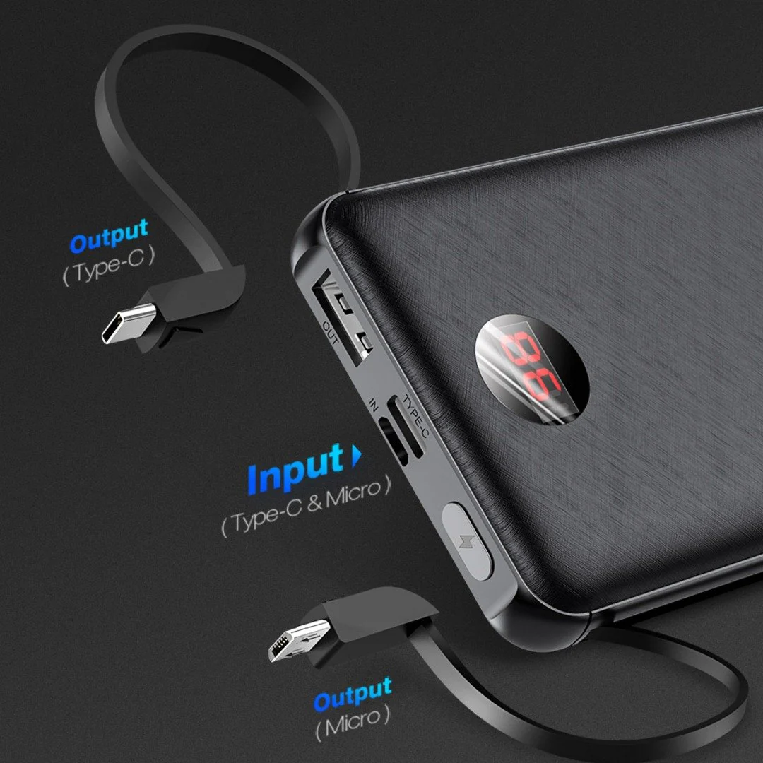USAMS ® 10000mAh LED Display Mini Powerbank With 3 Way USB Charging - Image 8