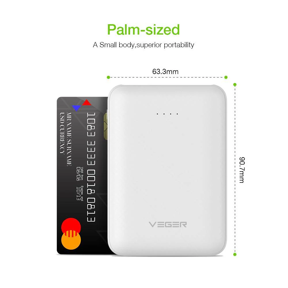VEGER ® Dual-Port Palm-Size 10000 mAh Power Bank - Image 10