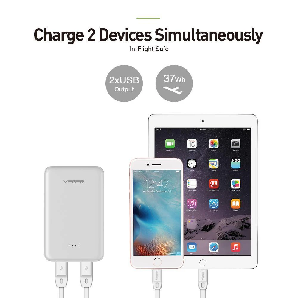 VEGER ® Dual-Port Palm-Size 10000 mAh Power Bank - Image 13